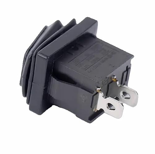 Wodoszczelny miniprzełącznik dźwigniowy IP65, 250 V, 6 A, 125 V 10 A AC, KCD1 (6 V, 9 V, 12 V, 24 V 125 V AC/DC), czarny, prostokątny, 19 x 13 mm, 2-biegunowy wł./wył