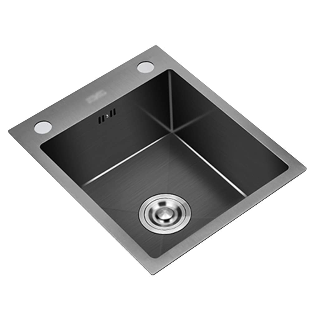 LMYSXAOZ Single Bowl 3mm Thick Kitchen Sink Stainless Steel Square Black Countertop Home Apartment Built-in Siphon (Color : Black, Size 45 * 32 21cm)