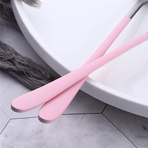 Image of Stainless Steel Dinner Spoons Set of 4, Silver Table Spoons with Elliptical Head, Mirror Finish Cutlery for Dining, Rice, Curry & Dessert Use, 21 cm (Pink)