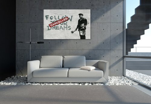 Banksy Images imprimées sur toile Graffiti Tableau mural Banksy Behind The Curtain Street Art Poster sans cadre 60x120cm - Maison