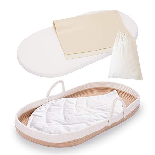 Baby-Diaper-Changing-Basket-Nursery-Set-with-Thick-PadWaterproof-Leather-Pad-Leaf-Shape-Cushion-and-Storage-Bag-Baby-Shower-Gift