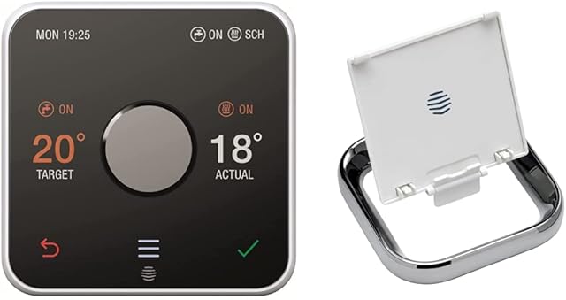 Hive 851814 Thermostat for Heating control (combi boilers) with Hub & HAH2STAND Thermostat Stand - Chrome, 1.0 cm*9.8 cm*9.5 cm