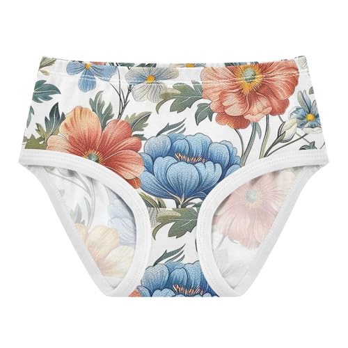 Vintage Floral White Girls Briefs, Toddler Girl Panties, Cotton Underwear Girls, 2–8 Years