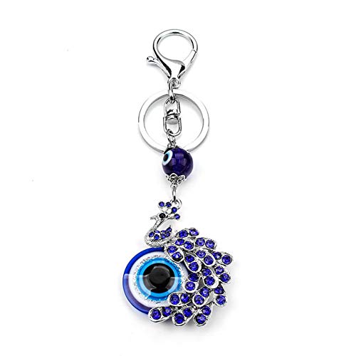 Preisvergleich Produktbild GMTEXTILES Mode Blue Crystal Peacock Schlüsselbund Schlüsselbund Schmuck Geschenk Geldbörse Tasche Evil Eye Schmuck