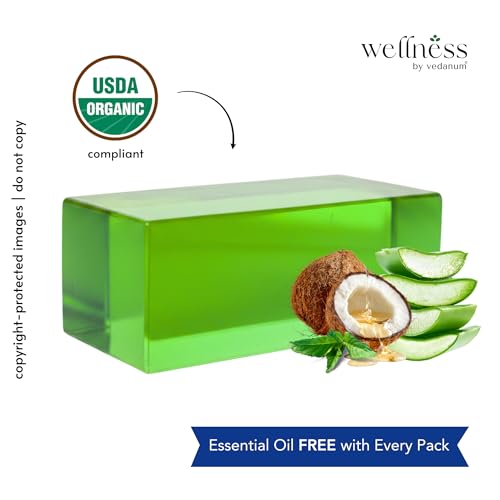 Image of VEDANUM Ayurscience 100% Natural and Herbal Neem Tulsi Soap Base - 800 Gm | Handmade Soap Making | Aloe Vera | SLES Free | pH Skin Friendly | Lab Tested