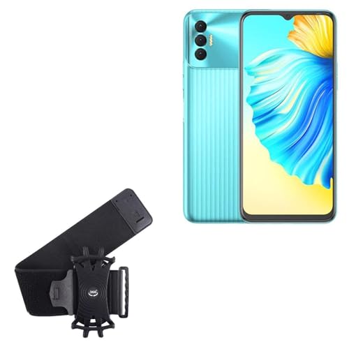 BoxWave Holster Compatible with Tecno Spark 8 Pro - ActiveStretch Sport Armband, Adjustable Armband for Workout and Running - Jet Black