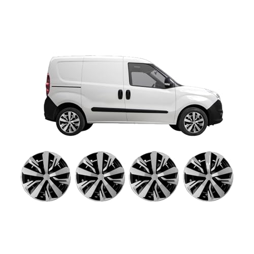 Darfox 15 Wheel Trims Set of 4 Hub Caps for Cars & Panel Vans Fit 15 inch Steel Rims Peugeot Citroen Renault VW Ford (absb)