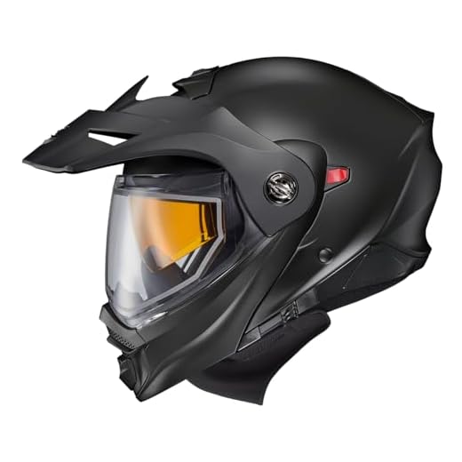 ScorpionEXO AT960 Cold Weather Adventure Snowmobile Modular Helmet Dual Pane Shield with Breath Box and Bluetooth Ready Speaker Pockets Solid (Matte Black - Large)