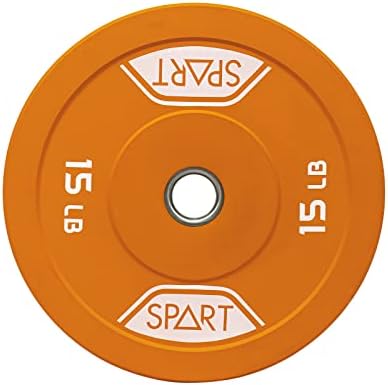SPART Rubber Color Coded Bumper Plate 2 Inch Weight Plates with Stainless Steel Insert for Olympic Barbell Strength Training，Weightlifting and Crossfit，Single