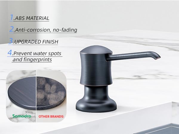 SAMODRA Dish Soap Dispenser for Kitchen Sink Lotion Dispenser 17 OZ Bottle Built in Design Refill from the Top (Oil Rubbed Bronze)