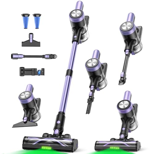 Cordless Vacuum Cleaner 46KPa/500W Stick Vacuum with 55 Mins Runtime Self-Standing Vacuum Cleaner for Home LED Display Anti-Tangle Brush Rechargeable Vacuum for Pet Hair Carpet & Hard Floors