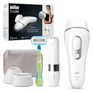 Braun IPL Silk·expert Pro 3 PL3136 IPL-ontharingsapparaat, duurzame en pijnvrije ontharing voor thuis, incl. etui, Venus scheerapparaat, 2 opzetstukken, ontworpen in Duitsland – wit/zilver
