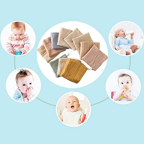 Veluyao 5 Pack Luxury Muslin Squares | Baby Washcloths Muslin Squares Baby Face Towel and Washcloths for Bath, Soft Baby Muslin Cloths, Bibs for Girls & Boys