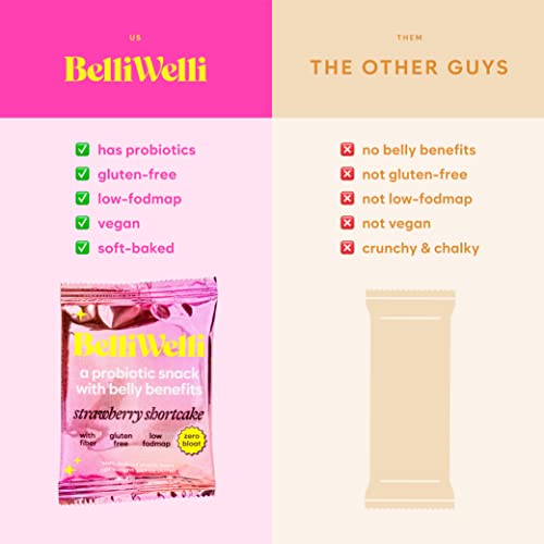 Belliwelli Soft Baked Probiotic Snack Bar | Gluten-Free, Dairy-Free, Vegan, & Low-Fodmap | Strawberry Shortcake (8 Pack) #TOP4