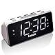 Lenco Radio-Wecker CR-18 Uhrenradio mit riesigem LED-Display (4,6 cm), dimmbar, 2 Weckzeiten (PLL UKW, USB-Lader, Dual-Alarm), weiß