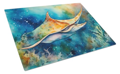 Caroline's Treasures DAC2832LCB Sting Ray Glass Cutting Board Large Decorative Tempered Glass Kitchen Cutting and Serving Board Large Size Chopping Board
