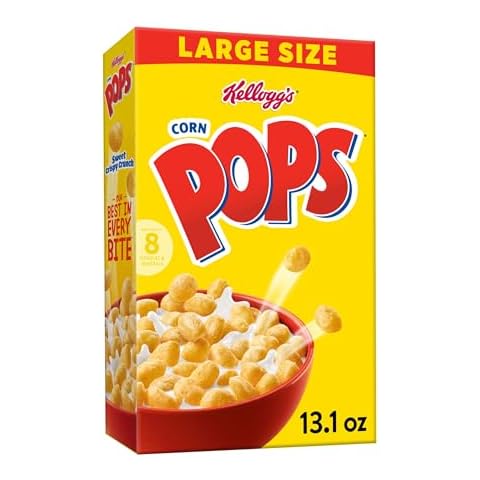 Corn Pops Cold Breakfast Cereal, 8 Vitamins and Minerals, Kids Snacks, Large Size, Original, 13.1oz Box (1 Box) Cover