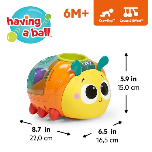 Image of Bright Starts Spin 'n' Chase Bug Ball Popper Toy with Lights & Music, Crawling Baby Toy Encourages Movement & Motor Skills, Unisex, 6 Months+