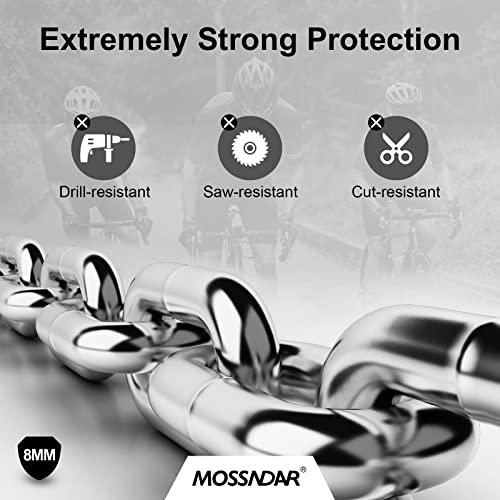 MOSSNDAR Bike Lock,Upgraded 8mm 1170g 99cm High Security Bike Locks,with Knit Pattern Cover,Bike Chain Lock with 2 Keys,Bicycle Lock Heavy Duty,Anti-Theft Cycling Lock for Motorbike,MTB,Gate,Scooter - Image 3