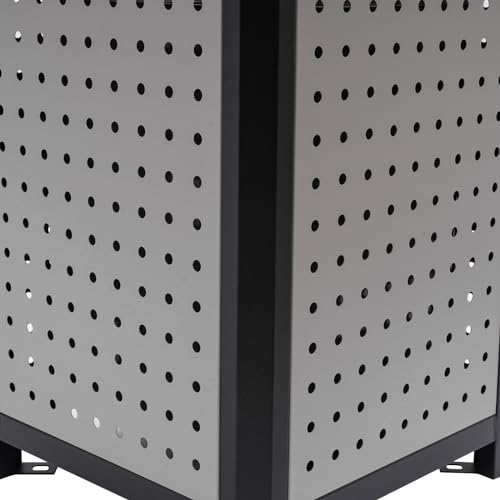 Modern 38-Gallon Heavy Duty Outdoor Trash Can with Ashtray - Durable Patio & Poolside Garbage Container - Stylish Waste Bin for Deck, Office & Outdoor Spaces