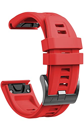 Lepmok 22Mm Strap For Garmin Fenix 7/Fenix 7 Solar/Fenix 7 Sapphire Solar/Fenix 6 Gps/Fenix 6 Pro Gps/Fenix 6 Sapphire Gps/Fenix 5/Fenix 5 Plus (Red)