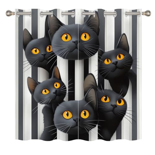 Rideau occultant avec œillets thermique au design chat chic - 3