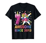 Awesome since 2013 features a dabbing unicorn wearing Sunglasses and makes the perfect unicorn birthday shirt for 7 year olds. Sure to be a hit at any unicorn themed birthday party. Get your cute dabbing unicorn birthday costume shirt for girls and enjoy