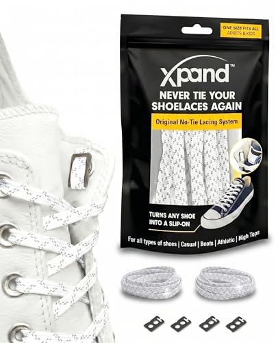 Xpand No Tie Elastic Shoelaces, 1 Size Fits All for Adults & Kids | Stretch Shoe Laces for Sneakers, Runners & High Tops | No Tie Shoe Strings