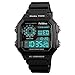 Produktbild FeiWen Fashion Multifunktional Unisex Digital Uhren 50M Wasserdicht LED Outdoor Militär Plastik Wählscheiben mit Kautschuk Band Sport Armbanduhren, Schwarz