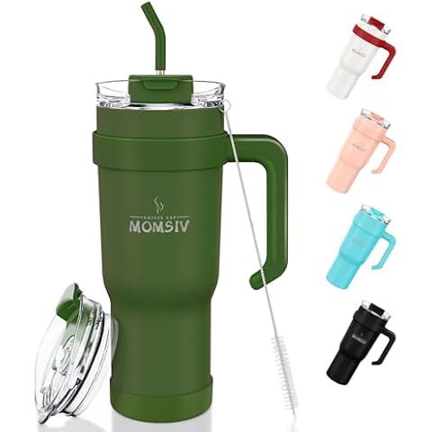 MOMSIV 40oz Insulated Travel Mug with Straw Cover