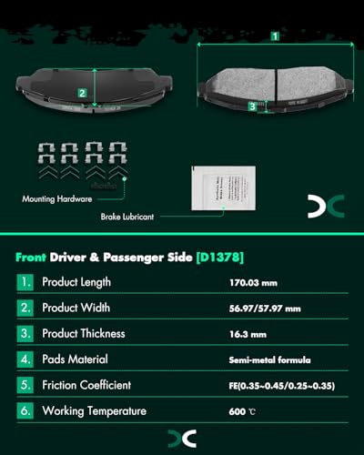Image of SCITOO Disc Brake Pads Kits D1378-8396 & D1585-8397 Front Rear 8Pcs Brake Pads Set Fit For Honda For Pilot 2012-2015