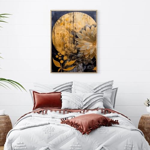 Impression abstraite bleue et or décoration murale élégante 40x60 - 3