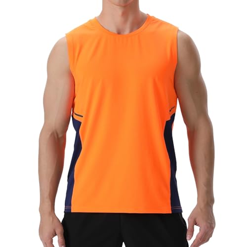 visionreast Tank Top Herren Ärmelloses Sport Tshirts Herren Funktionsshirt Atmungsaktive Muskelshirts Gym Tanktop Schnelltrocknendes Ärmelloses Fitness Shirt für Training,Laufen Orange XL