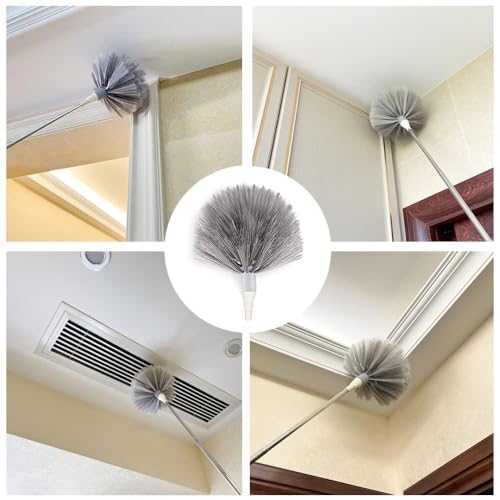 Image of TEKCOOL 2 in 1 Long Handle Microfiber Feather Ceiling Duster for Dust Cleaning with extendable Pole 30-100 Inch with Anti Scratch Bendable Head for Cleaning High Cobweb Stick high Ceiling Fan Mop,