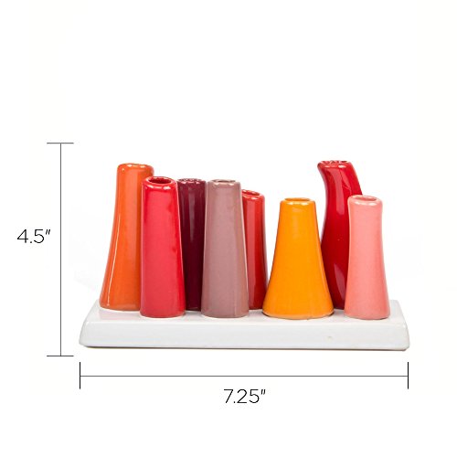 Chive ‘Pooley 2’ Multi Bud Vase For Flowers — 8 Connected Tubes, Beautifully Crafted Ceramic — Colorful, Modern, Unique & Timeless Home Decor Centerpiece — Pumpkin #TOP3