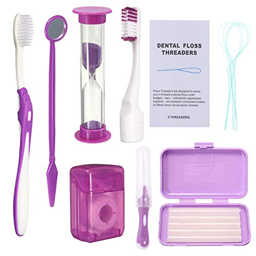 Braces Cleaning Kit for Teeth - Portable Toothbrush Set for Orthodontic Patient Oral Care & Travel Kit - Toothbrush, Interdental Brush, Dental Wax, Dental Floss, Funnel, Toothbrush Head