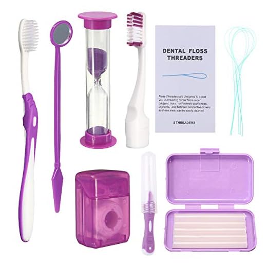 Ceonam Adult Braces Cleaning Kit For Teeth , Portable Orthodontic Manual Toothbrush Kit Oral Care Dental Travel Kit-Interdental Brush Dental Wax Dental Floss Toothbrush Box (Purple), 1 count
