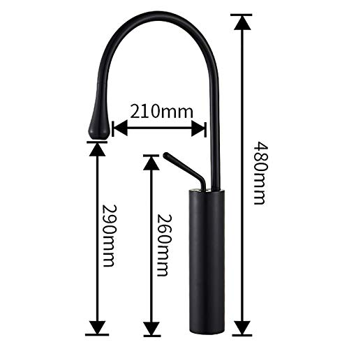 Mitigeur de salle de bain noir en laiton avec bec pivotant et commande unique