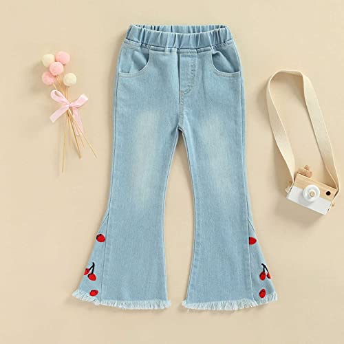 Kids Toddler Girls Skinny Flare Jeans High Waisted Washed Bell Bottom Denim Pants Casual Streetwear for 6M~5T3
