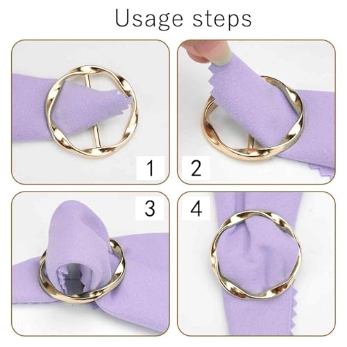Image of 5pcs Scarf Ring Clip, Heart Pin-T-shirt Ties Clips, Clothes Corner Knotted Button for Women Fashion Metal Round Circle Shirt Buckle