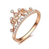 Beydodo Alianzas de oro rojo 750, alianzas de boda con corona redonda y diamante de 0,13 ct, Diamond,