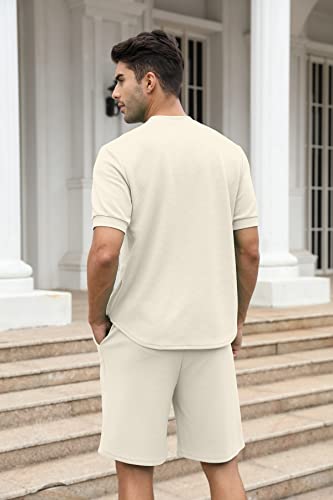 Survêtement 2 pièces homme beige ensemble jogging décontracté - 5
