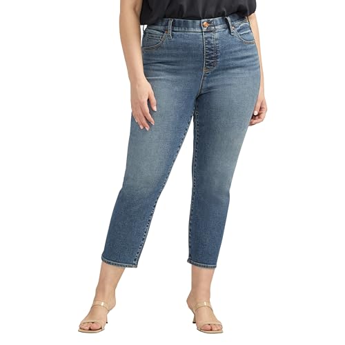 Jag Jeans Women's Plus Size Valentina High Rise Straight Leg Cropped Jeans