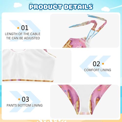 Colorful Melted Sprinkles White Milk Pink Ice Cream Girls Tankini Swimsuit Kids Bikini Sets 2 Pcs Bathing Suit 3T4