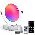 iodoo Smart WiFi 4/6 inch RGB+CW Led Recessed Lighting with Remote and Junction Box, 800LM / 1080LM Compatible with Alexa and Google Home Assistant,9W / 12W 2700K-6500K,CRI90+ (12W with Remote (1pc))