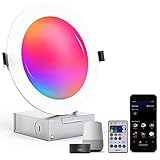 iodoo Smart WiFi 4/6インチ RGB+CW LED埋め込み式照明 リモコンとジャンクションボックス付き 800LM / 1080LM AlexaとGoogle Home Assistantに対応 9W / 12W 2700K-6500K CRI90+ (9W リモコン付き (1個))
