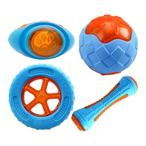 Juguetes flotantes para piscina, juguetes interactivos para perros, juguete de agua para cachorros, juego de juguetes flotantes resistentes de 4 piezas para perros, para masticar al aire libre