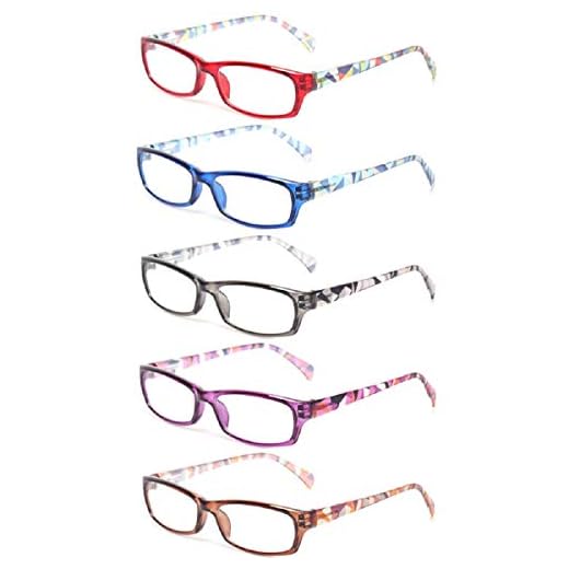 Reading Glasses 5 Pairs Fashion Ladies Readers Spring Hinge with Pattern Print Eyeglasses for Women (5 Pack Mix Color, 2.0)