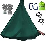 (GiGant) ギグアント [公式] エアリアルヨガ 専用 ハンモック フルセット 5ｍ×2.8ｍ 空中 ヨガハンモック エクササイズ エアロヨガ フィットネス 国内正規品 (0.ダークグリーン)