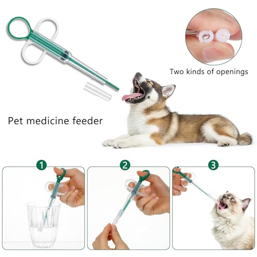 Grevosea 3 Stück Tablettengeber für Katzen Tabletteneingeber Katze Flohtabletten Pill Assist Katze Dogs Pet Feeder für Eingabehilfe Pill Katz Cat, Grün